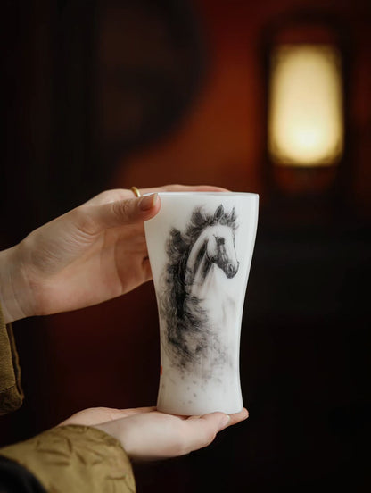 手繪唐彩馬年可樂杯