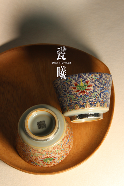 開片裂紋掐絲銀彩杯
