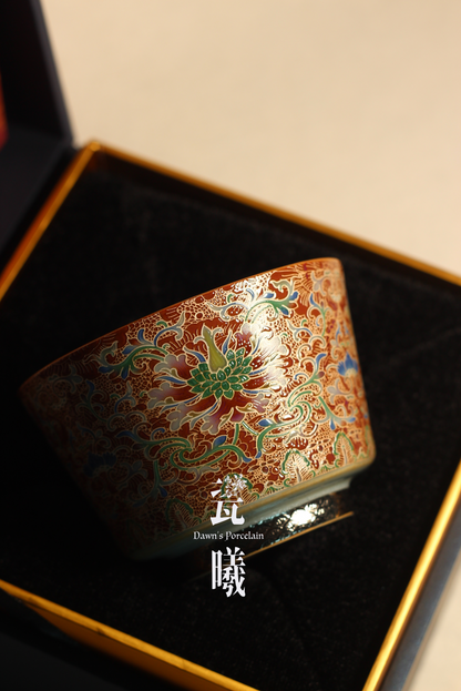 開片裂紋掐絲銀彩杯