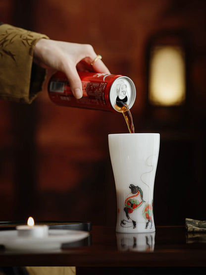 手繪唐彩馬年可樂杯