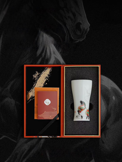 手繪唐彩馬年可樂杯