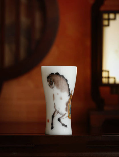 手繪唐彩馬年可樂杯